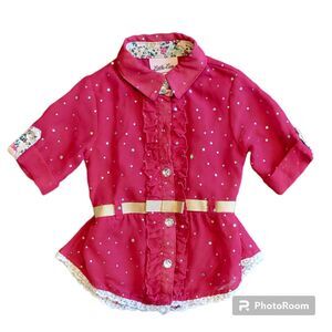 Little Lass pink rhinestones top